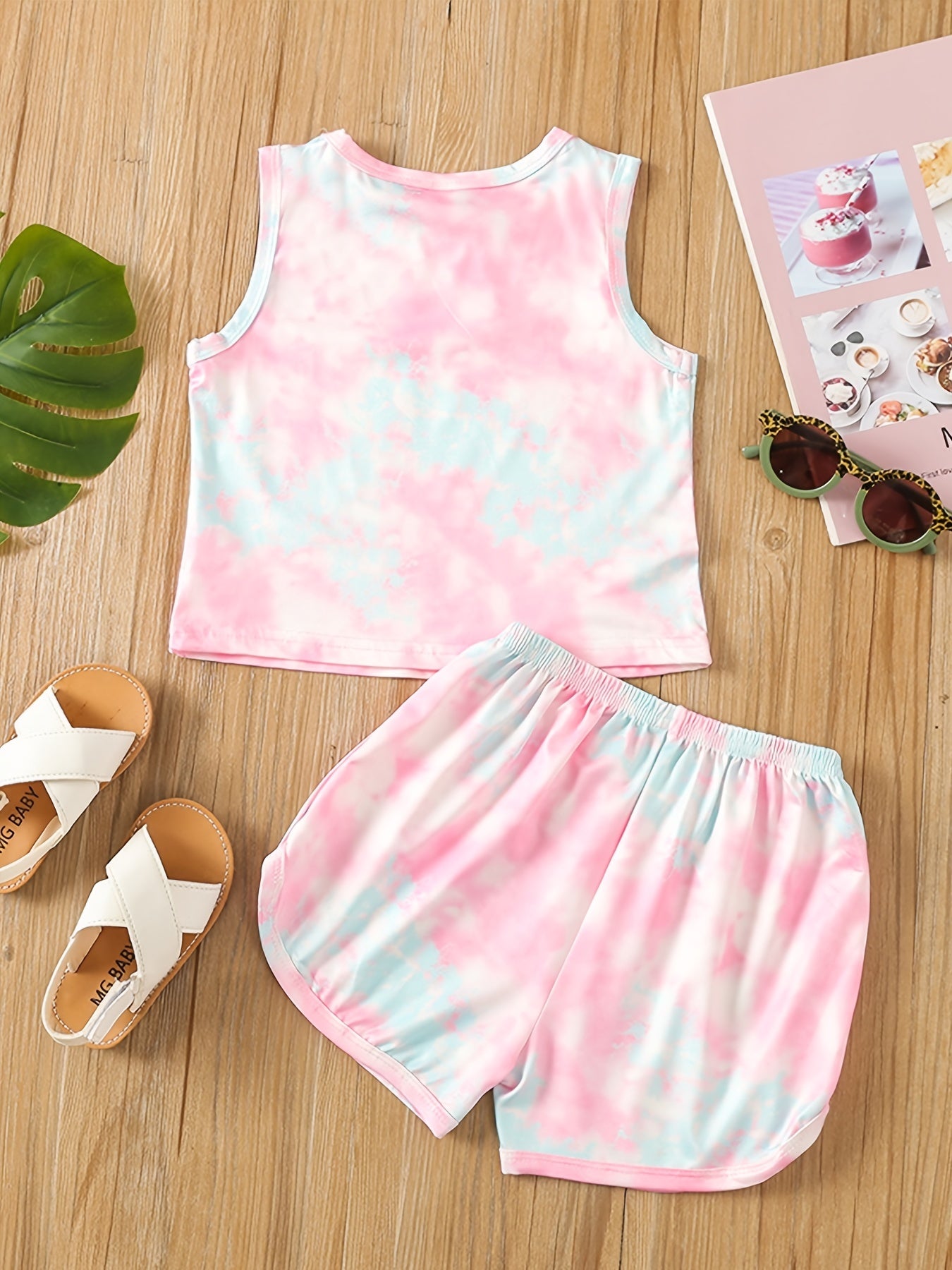 Girls Tie Dye Tank Top & Shorts Set for Summer Party