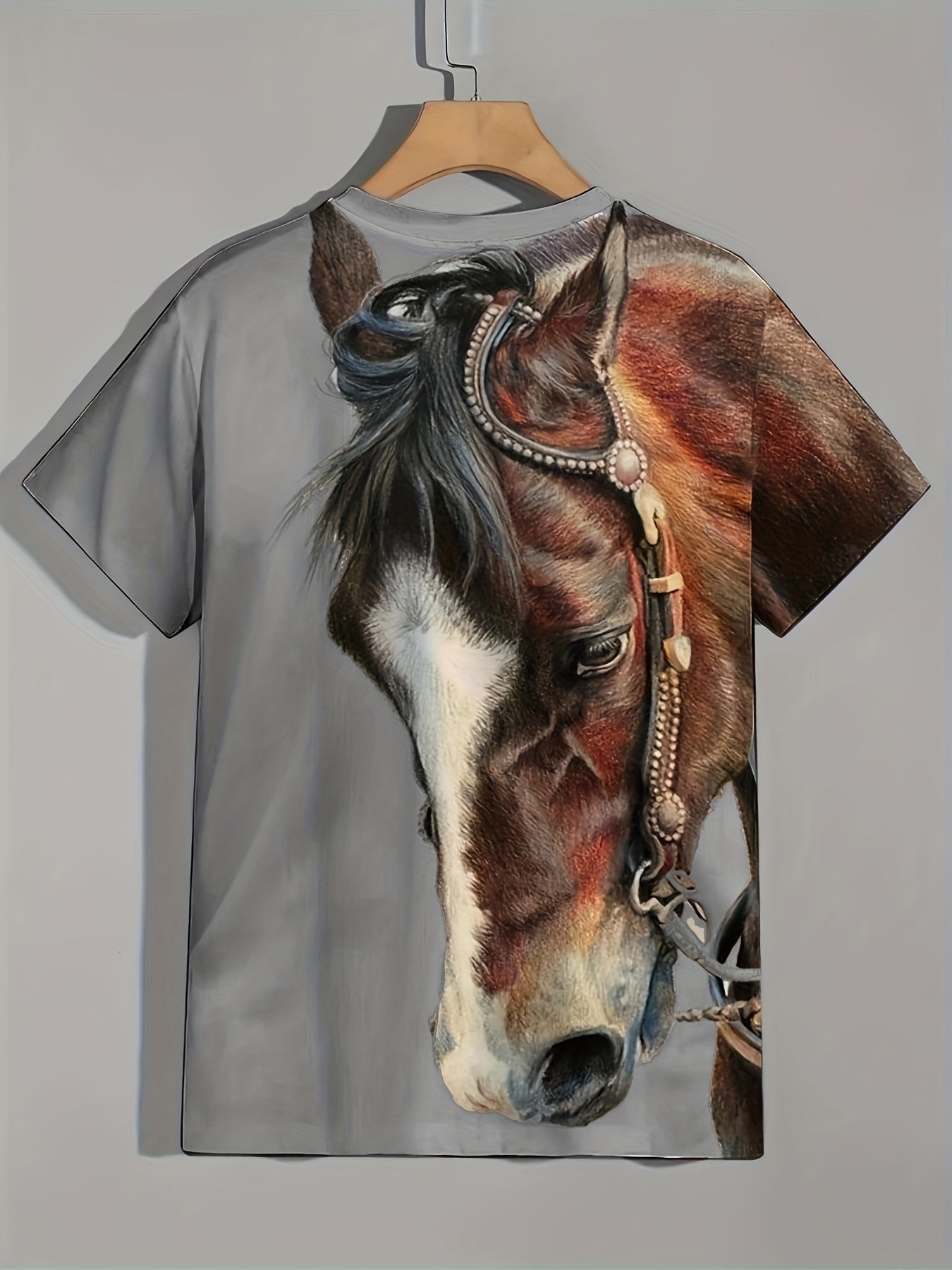 Men's Horse Graphic T Shirt 3D Print Active Stretch Short Sleeve Tee