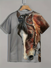 Men's Horse Graphic T Shirt 3D Print Active Stretch Short Sleeve Tee