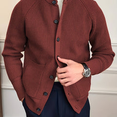 Men's Vintage V Neck Button Up Cardigan with Pocket