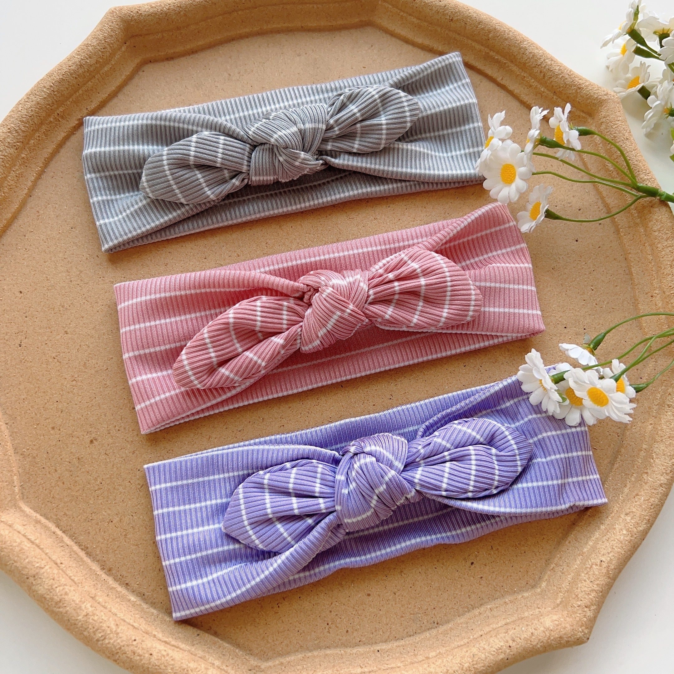 3pcs Striped Bowknot Hair Band Headbands for Baby Girls
