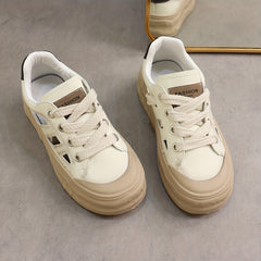 Women's Cutout Retro Board Shoes Lace Up Breathable Platform Sneakers