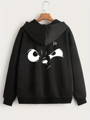 Graphic Print Zip Up Hoodie Long Sleeve Drawstring Hoodies