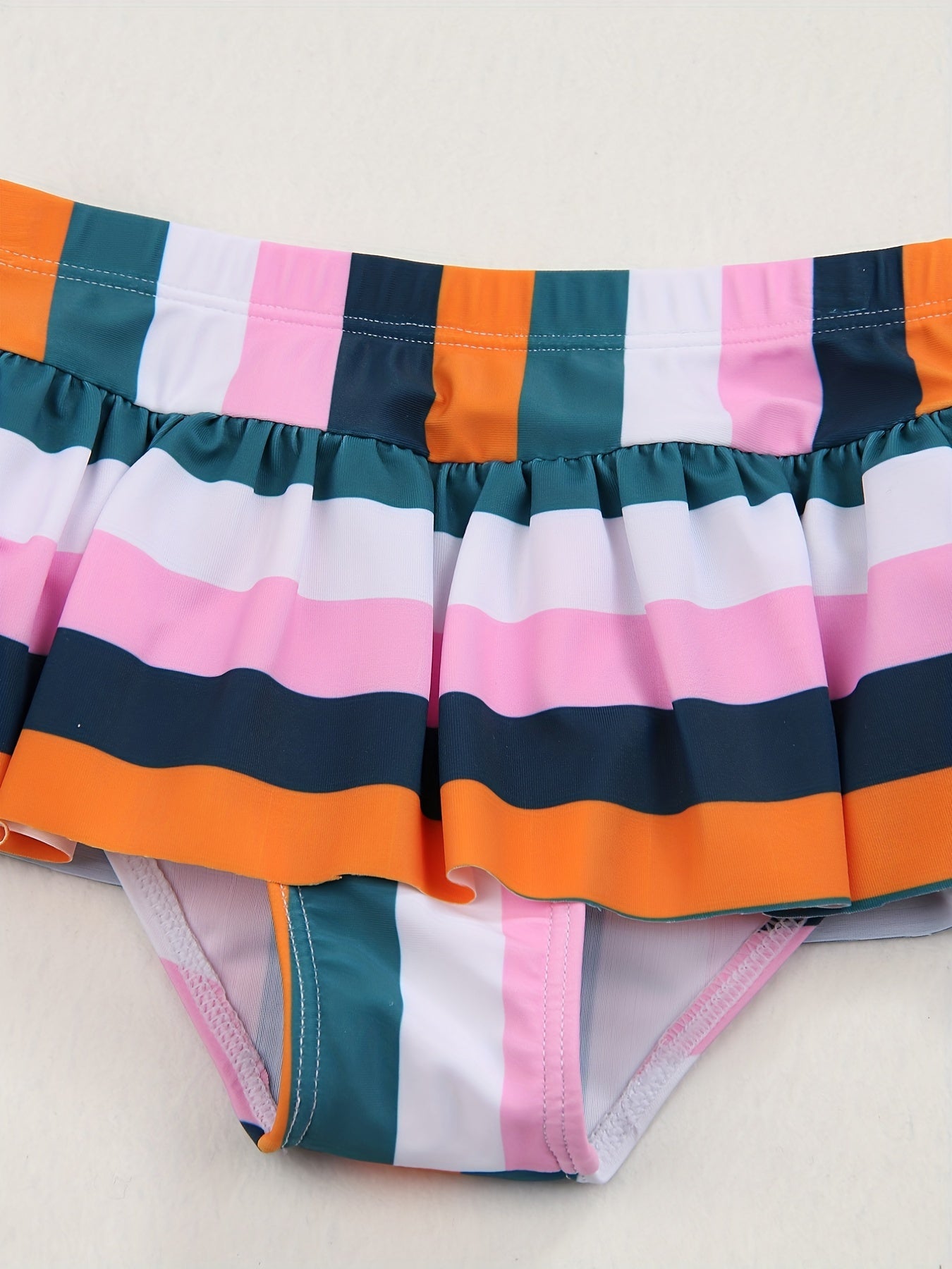 Toddler Girls Stripe Ruffle Bow Bikini Tankini Swimsuit