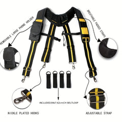 Men's Tool Padded Belt Suspenders with Phone Holder
