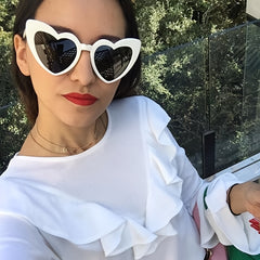 Heart Shaped Sunglasses Block Gradient Lens Vintage Oversized Eyewear