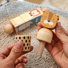 Kids' Wooden Face Rotatable Puzzle Toy Animal Screw Nut Combination Toys