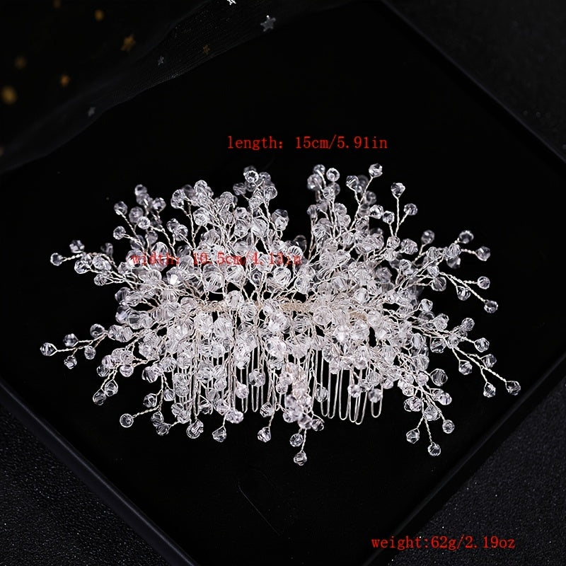 Crystal Bead Wedding Hair Comb Hair Accessories For Bridal Flower Headpiece