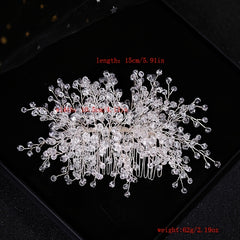 Crystal Bead Wedding Hair Comb Hair Accessories For Bridal Flower Headpiece