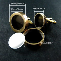 1pair Copper Plated Round Glass Cufflinks