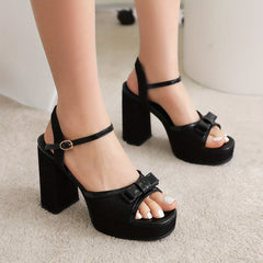 Women's Platform High Heels Square Open Toe Ankle Strap Sandals