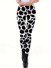 Dalmatian Print High Waist Skinny Leggings Stretchy Women's Clothing