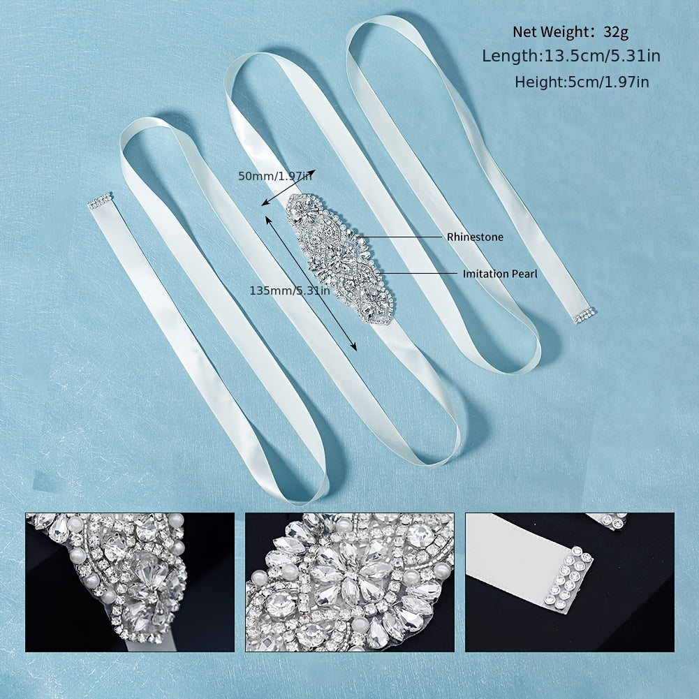 Rhinestone Bridal Belt Wedding Dress Belt Sash Faux Pearl Beaded Belt