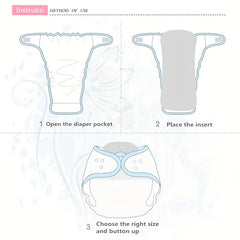 3pcs Reusable Cloth Diapers For Girls Boys Adjustable Washable Nappy