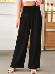 Solid Pleated Wide Leg Pants Casual Loose Pants