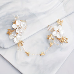 Flower & Pearl Hair Comb Bridal Wedding Accessory
