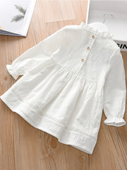 Girls Ruffled Hollow Solid Princess Dress