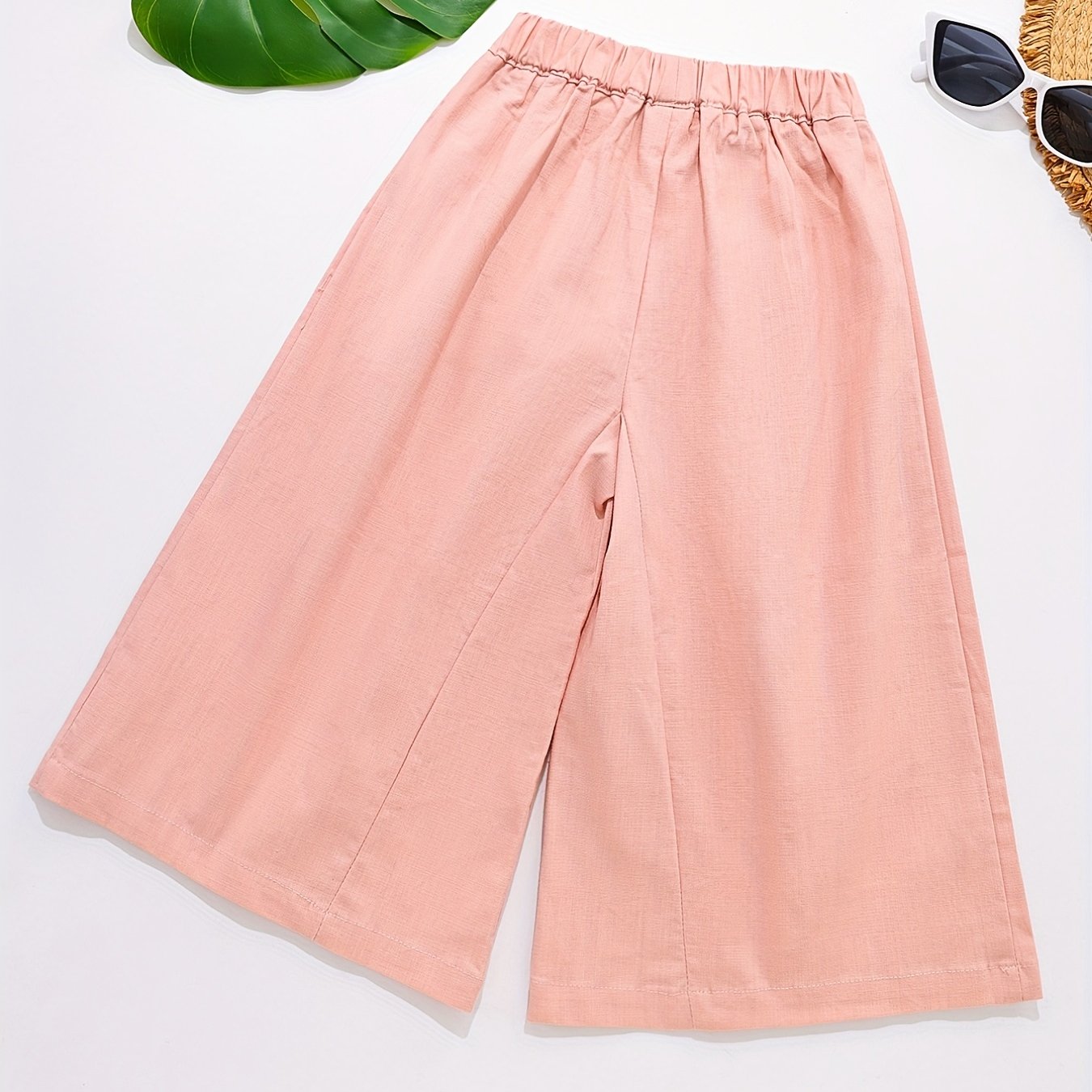 Girls Cropped Wide Leg Cotton Pants For Summer