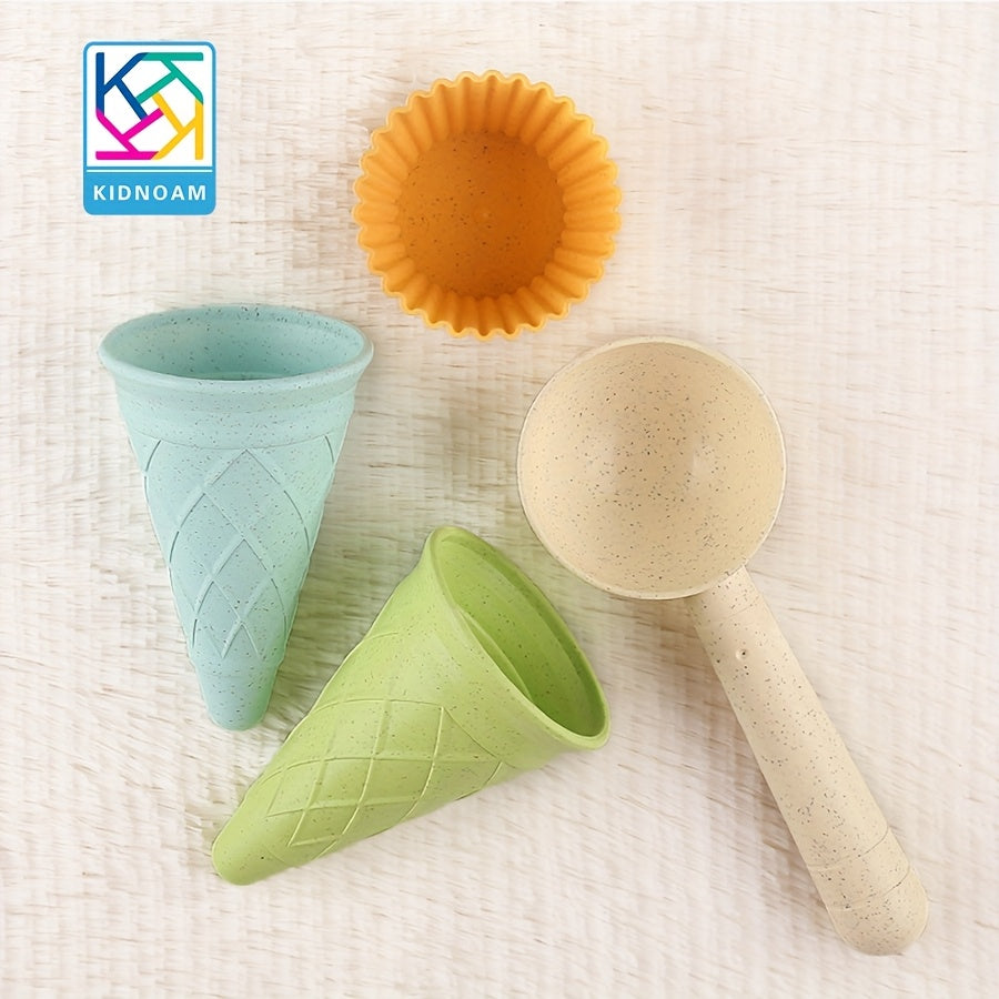 Kids' Green Ice Cream Cone Yellow Eggshell Sand Digging Toy Set