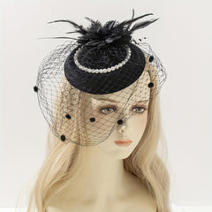 Feather Mesh Veil Fascinators Pillbox Hat 20s Vintage Tea Party Fascinator