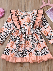 Baby Girls Princess Floral Ruffles Dress Long Sleeve Casual Kids Dress
