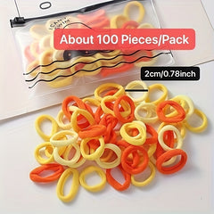 Elastic Hair Ties Yellow Hair Rope Style Band 100pcs pack