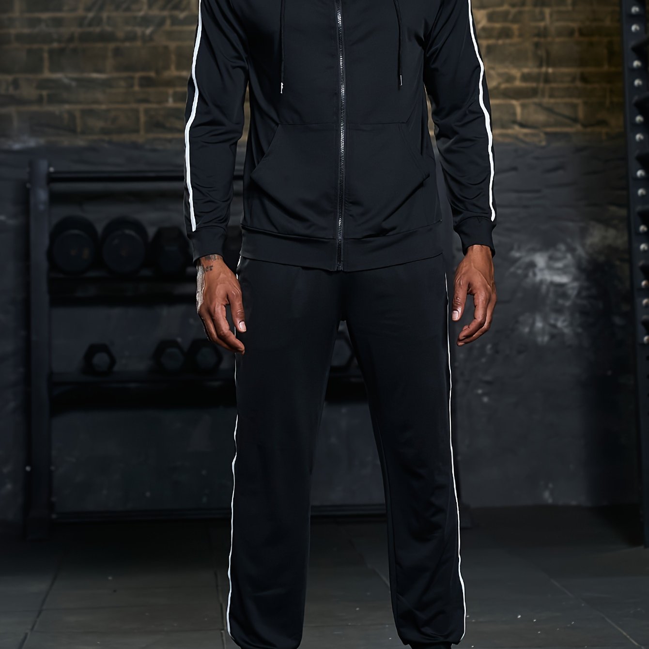 Men's Sports 2pcs Set Zip Up Hoodie Joggers Matching Set