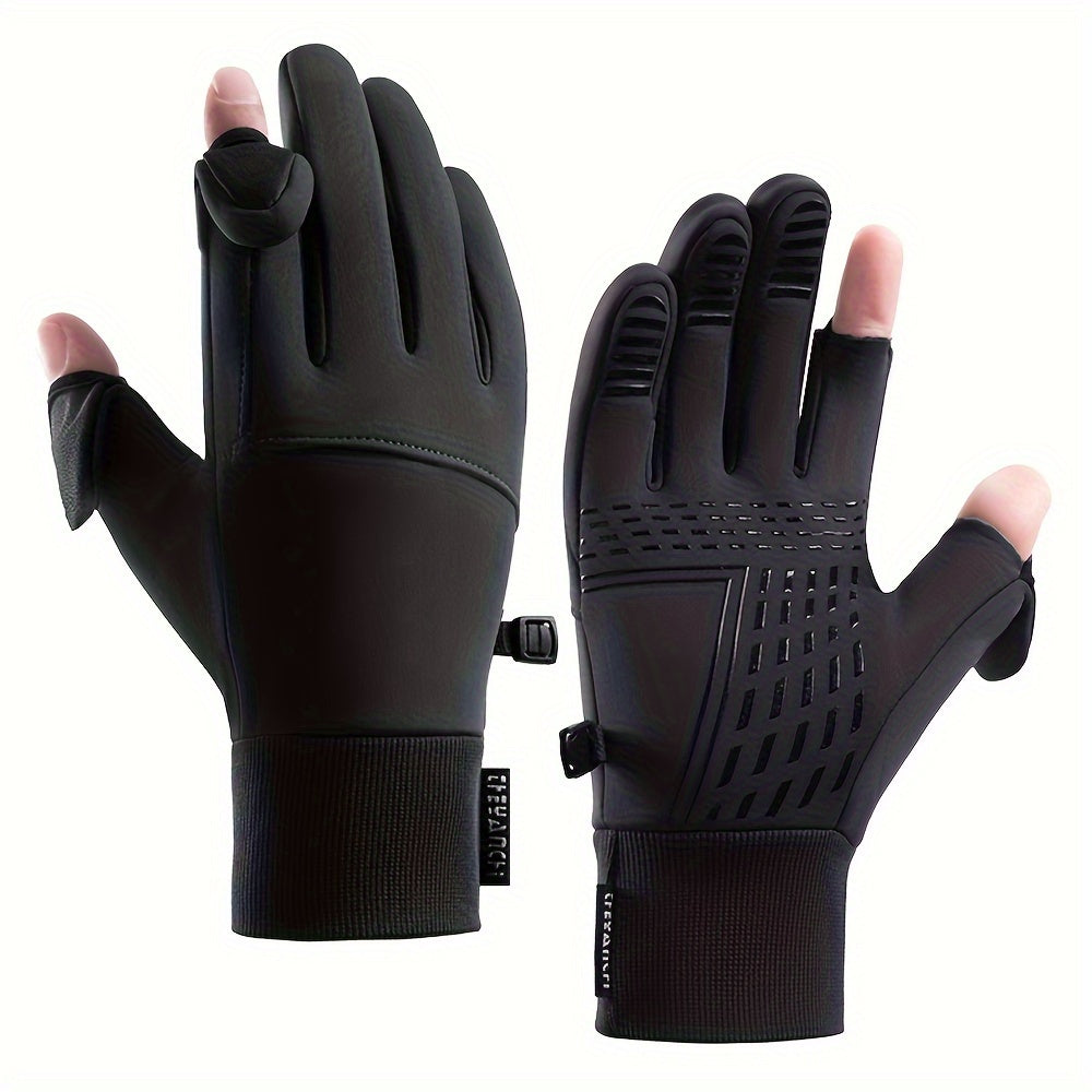 Men's Waterproof Cycling Gloves Fleece Lining Touch Screen Skiing Running
