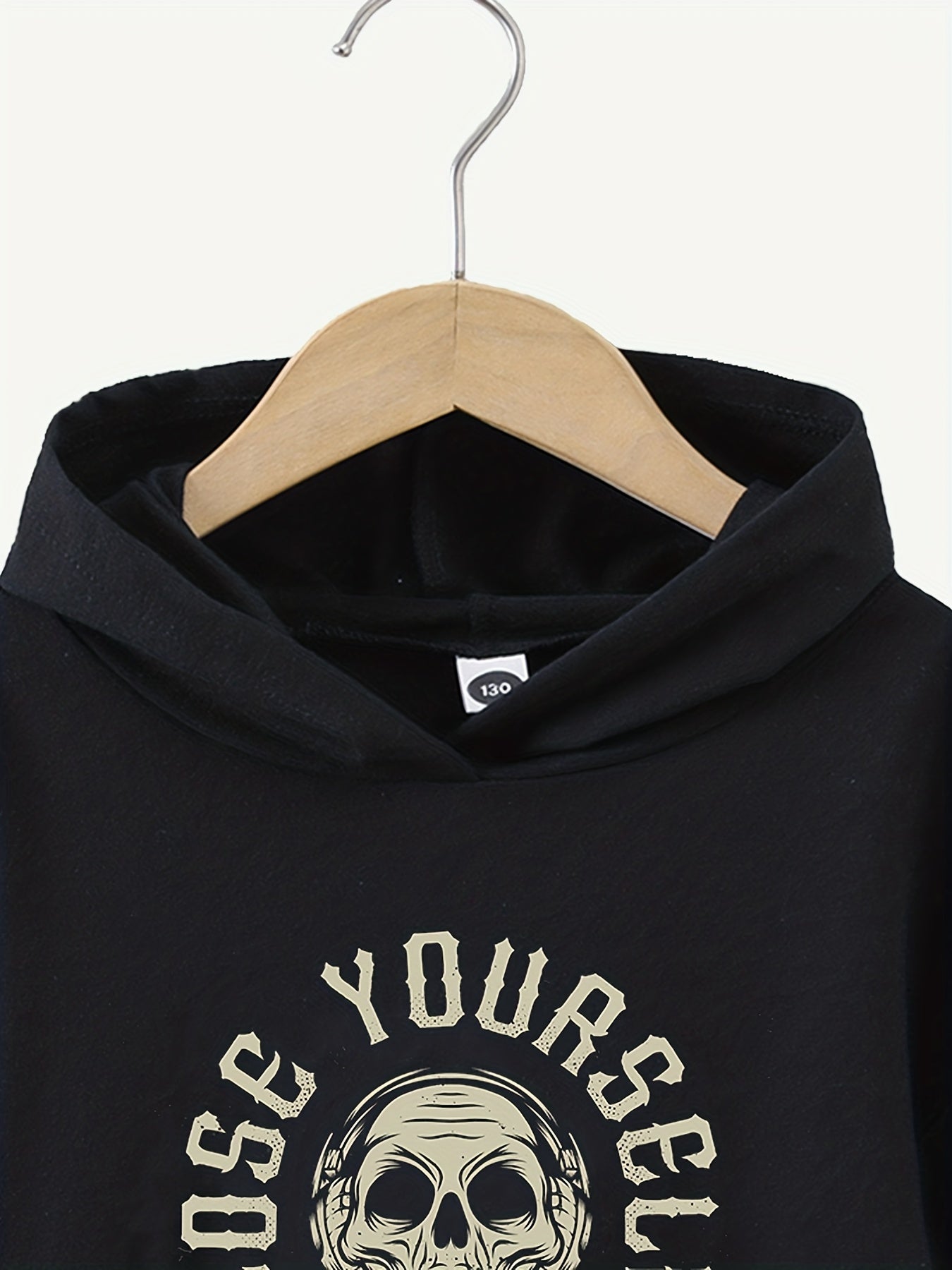 Funny Music Skull Print Boys Casual Pullover Hoodie