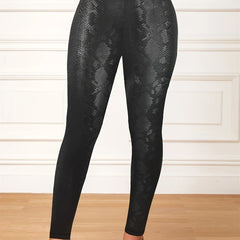 Snake Print High Waist Leggings Skinny Fit Stretchy Women's Clothing