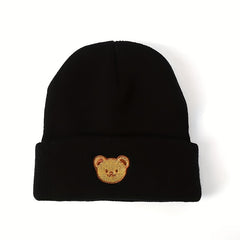 Boys Bear Knit Beanie Hat Warm Winter Autumn