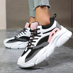 Chunky Sneakers Mesh Breathable Lace Up Running Shoes