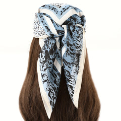 Leopard Print Bandana Square Scarf Satin Shawl