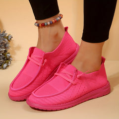 Women's Flying Woven Boat Shoes Lace-Up Slip-On Sneakers