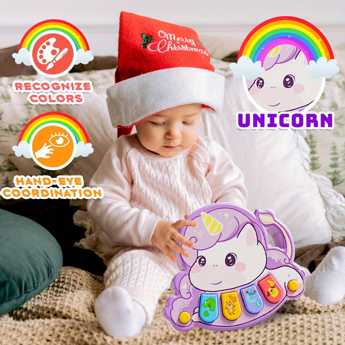 Baby Unicorn Music Box Toy with Piano Keyboard Educational Musical Toy