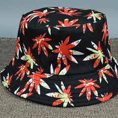Red Leaves Print Bucket Hat Sun Protection Fisherman Cap