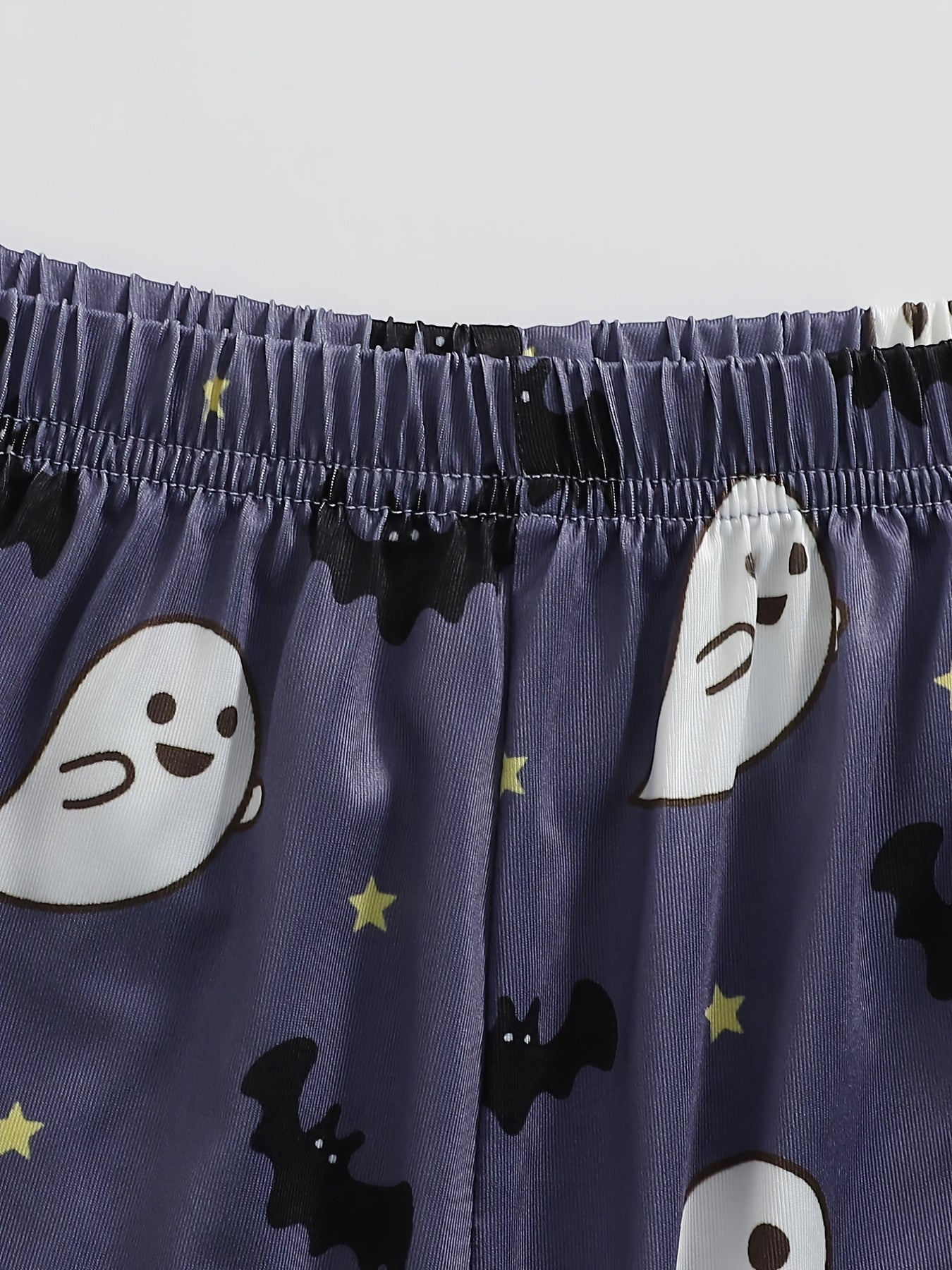Cartoon Ghost Lounge Set Halloween Short Sleeve Top & Shorts Women's Sleepwear