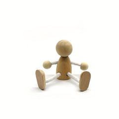 2pcs Unfinished Wooden Nail Doll Mini Man Doll Robot DIY Craft Art