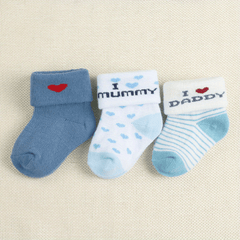 3 Pairs of Boys' Socks 0-3 Months - I Love Dad and Mom