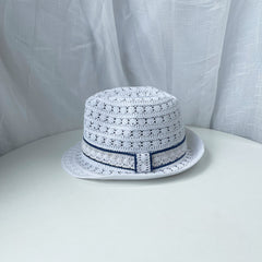 Hollow Out Fedora Cap Solid Rolled Short Brim Jazz Hat Mesh Breathable Sun Hats