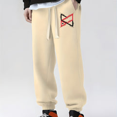 Geometric Pattern Drawstring Sweatpants Loose Fit Joggers Men Spring Autumn