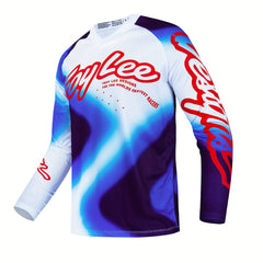 Men's Long Sleeve V Neck Motorcycle Off road T shirt Quick Drying