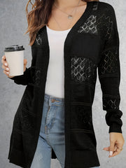 Hollow Out Knit Cardigan Long Sleeve Sweater