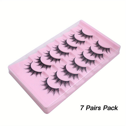 7 Pairs Faux Mink Hair False Eyelashes for Anime Cosplay Natural Look Reusable
