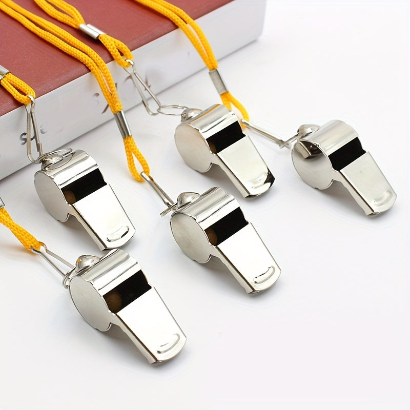 4pcs Metal Referees Whistles With Lanyard Stainless Steel Whistles