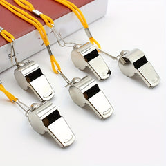 4pcs Metal Referees Whistles With Lanyard Stainless Steel Whistles