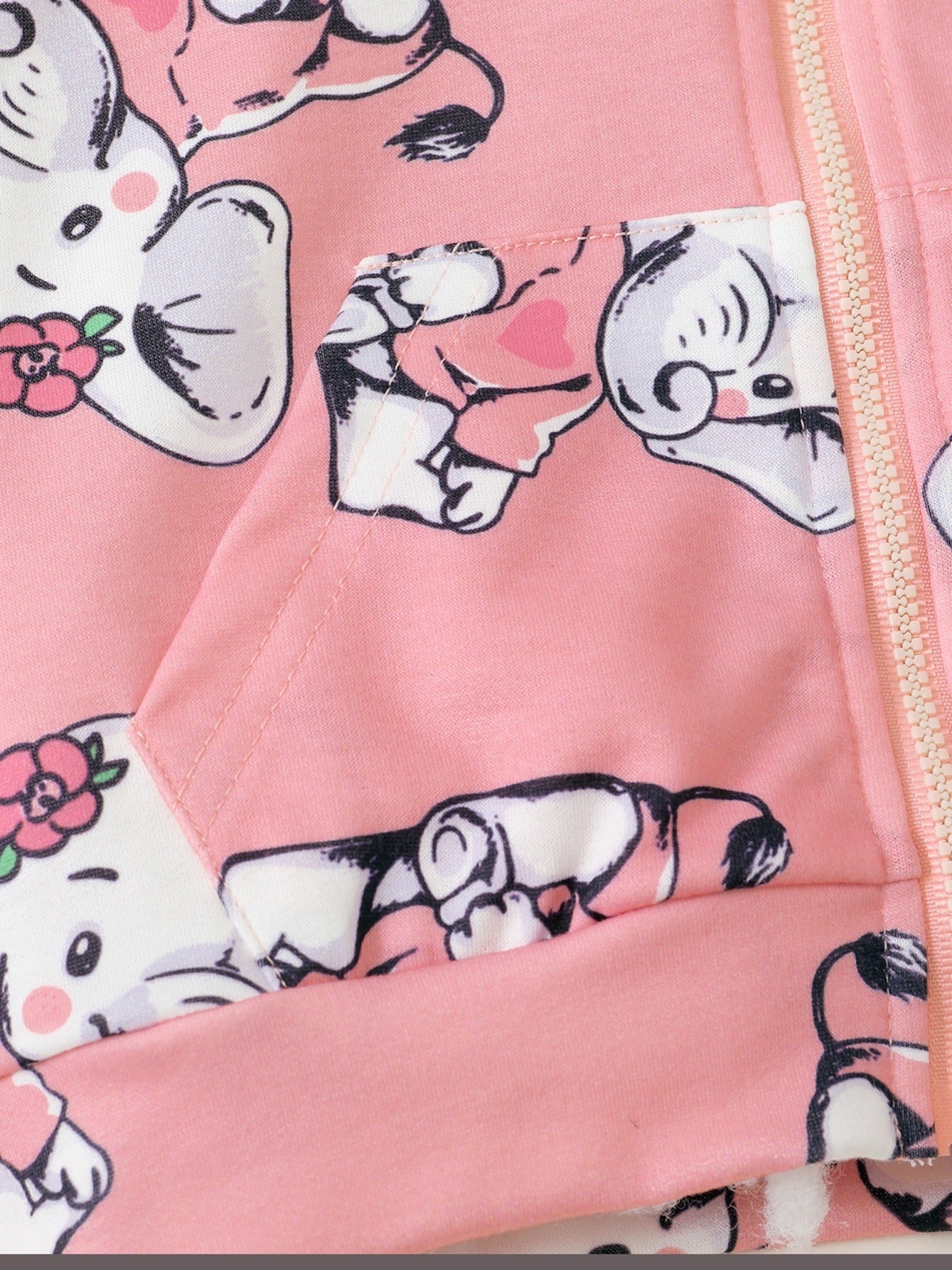 Elephant Print Zip Up Hooded Jacket for Toddler Girls
