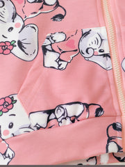 Elephant Print Zip Up Hooded Jacket for Toddler Girls