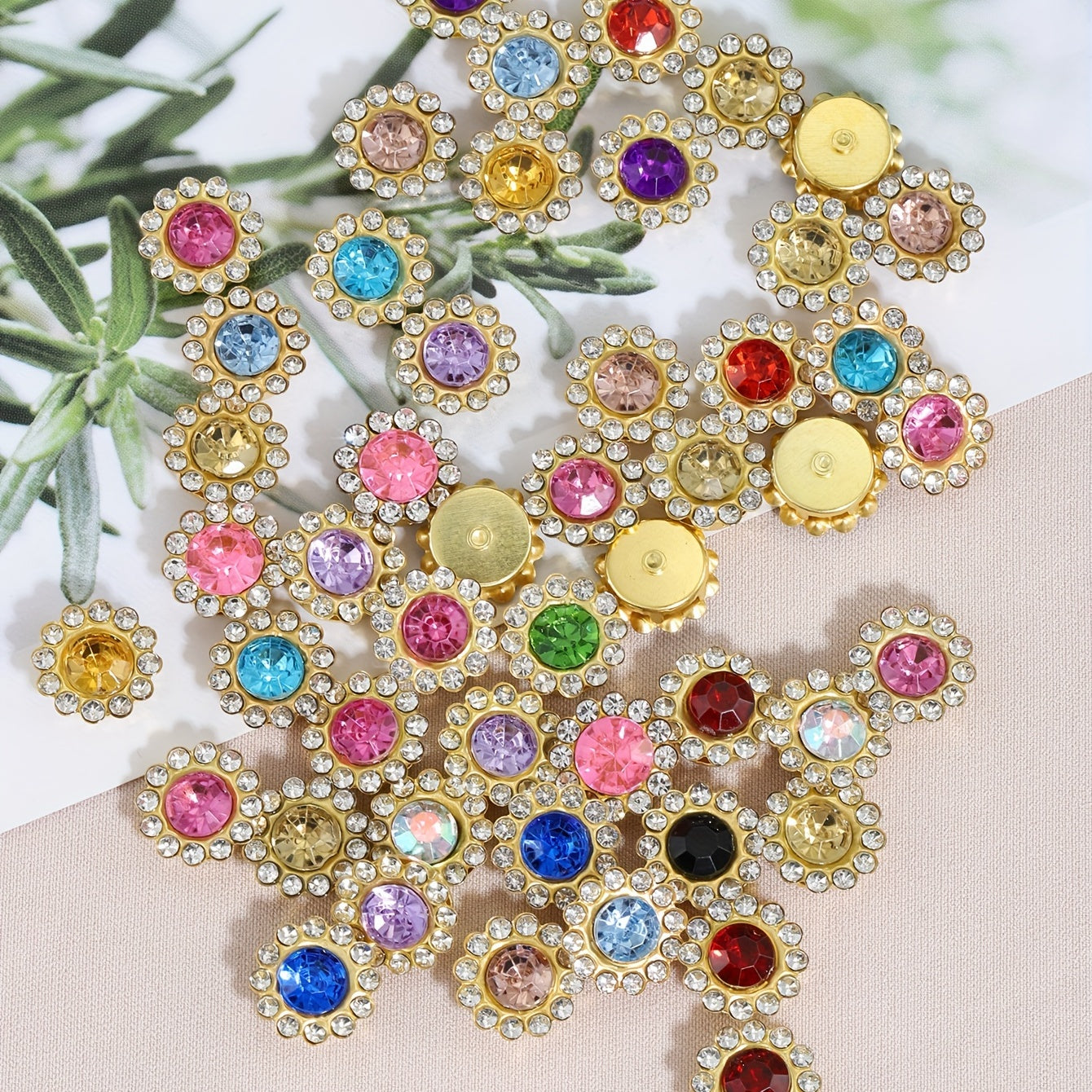 50pcs Rhinestone Bezel Sew On Beads for DIY Jew