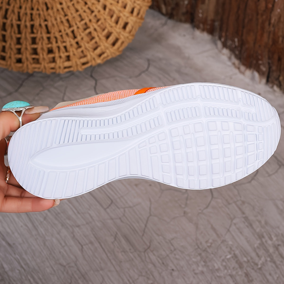 Chain Decor Flying Woven Walking Shoes